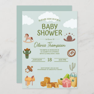 Invitation Baby shower Western Theme Boys