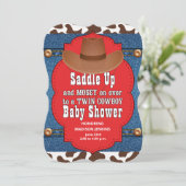 Invitation Baby shower Western Twin Cowboys (Debout devant)