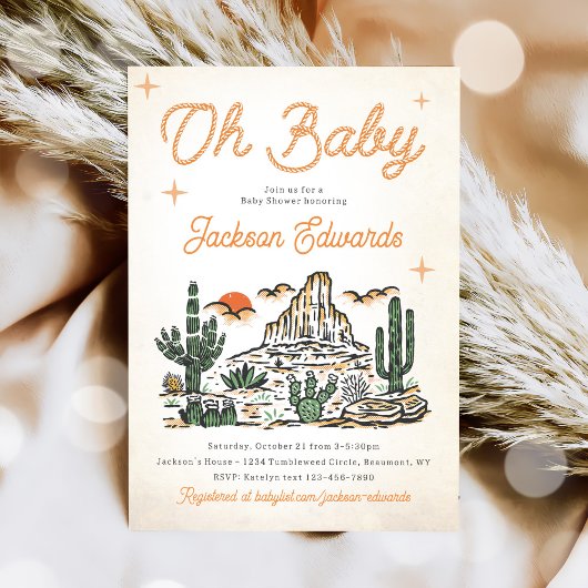 Invitation Baby shower Western Vintage Desert