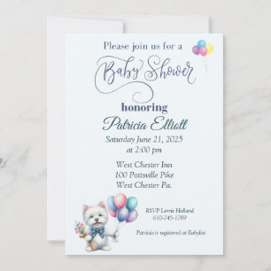 Invitation Baby shower Westie et Ballons