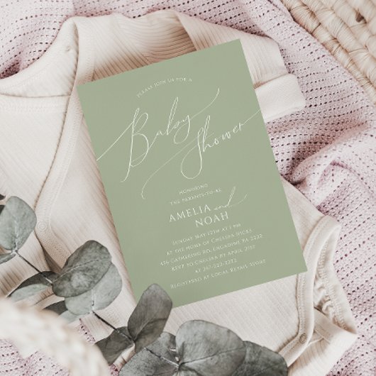 Invitation Baby shower Whimsage Green Couples