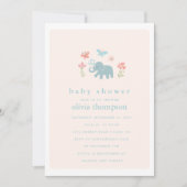Invitation Baby shower Whimsical Baby Elephant (Devant)