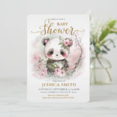 Invitation Baby shower Whimsical Baby Panda & Cherry Blossom (Debout devant)