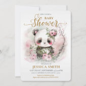 Invitation Baby shower Whimsical Baby Panda & Cherry Blossom (Devant)