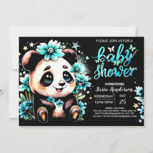 Invitation Baby shower Whimsical Bamboo Panda Haven