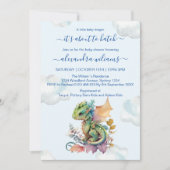 Invitation Baby shower Whimsical Blue Turquoise Dragon (Devant)