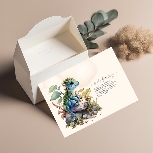 Invitation Baby shower Whimsical Blue Turquoise Dragon