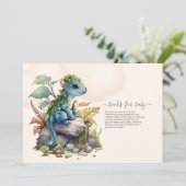 Invitation Baby shower Whimsical Blue Turquoise Dragon (Debout devant)