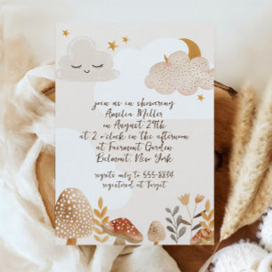 Invitation Baby shower Whimsical Boho Celestial Woodland