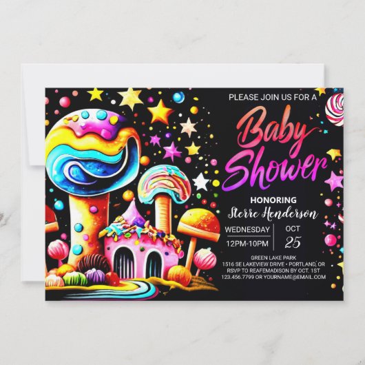 Invitation Baby shower Whimsical Candyland Bliss (Devant)