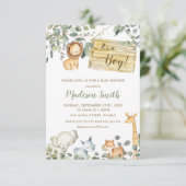 Invitation Baby shower Whimsical Chic Green Jungle Animals (Debout devant)