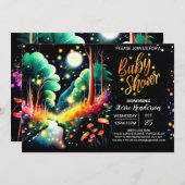 Invitation Baby shower Whimsical Custom Fireflies (Devant / Derrière)