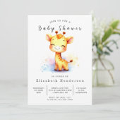 Invitation Baby shower Whimsical Custom Giraffe (Debout devant)