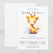 Invitation Baby shower Whimsical Custom Giraffe (Devant / Derrière)