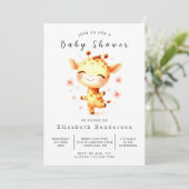Invitation Baby shower Whimsical Custom Giraffe (Debout devant)