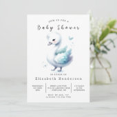 Invitation Baby shower Whimsical Custom Swan (Debout devant)