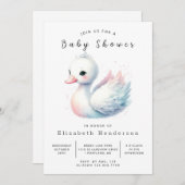 Invitation Baby shower Whimsical Custom Swan (Devant / Derrière)