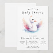 Invitation Baby shower Whimsical Custom Swan (Devant / Derrière)