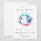 Invitation Baby shower Whimsical Custom Whale (Devant / Derrière)