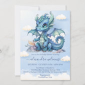 Invitation Baby shower Whimsical Cute Baby Dragon (Devant)
