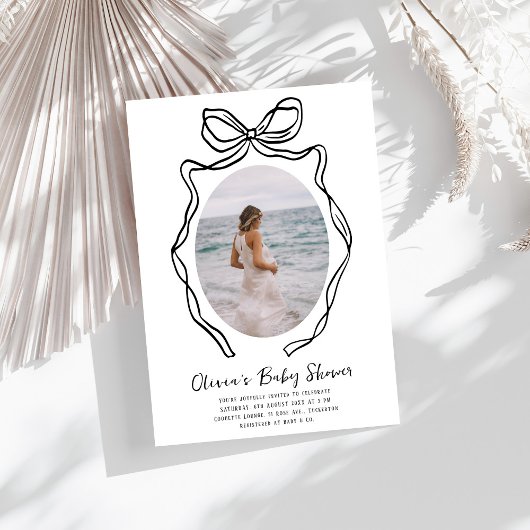 Invitation Baby shower Whimsical de Bow de Main moderne