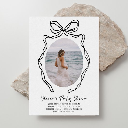 Invitation Baby shower Whimsical de Bow de Main moderne