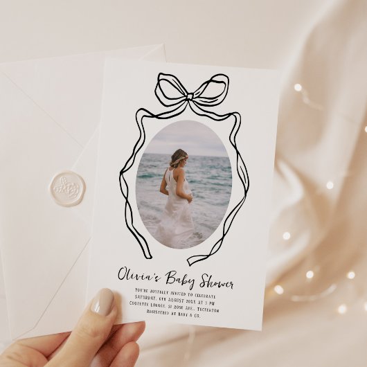 Invitation Baby shower Whimsical de Bow de Main moderne