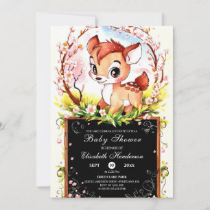 Invitation Baby shower Whimsical de cerfs colorés