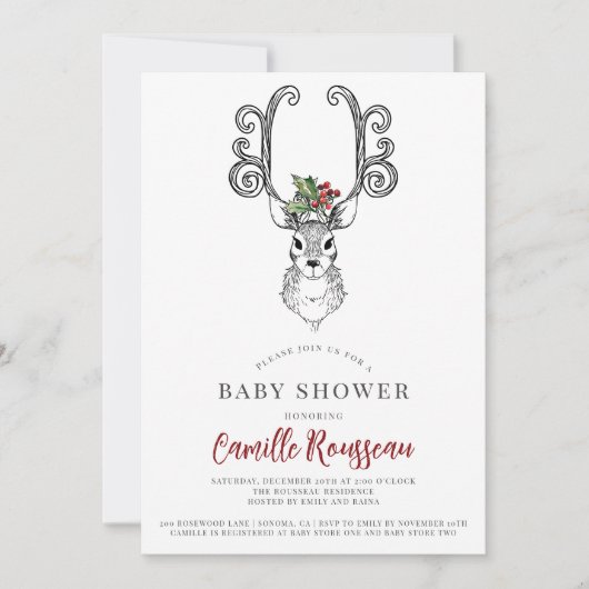 Invitation Baby shower Whimsical d'hiver (Devant)