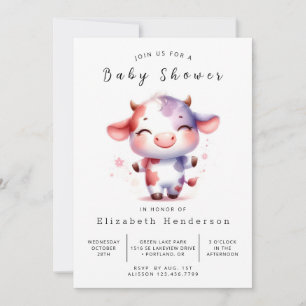 Invitation Baby shower Whimsical Enchanted de vache