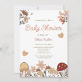 Invitation Baby shower Whimsical Fleur sauvage Champignons (Devant)
