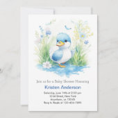 Invitation Baby shower Whimsical Fleur sauvage Duck Boy (Devant)
