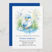 Invitation Baby shower Whimsical Fleur sauvage Duck Boy (Devant / Derrière)