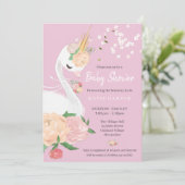 Invitation Baby shower Whimsical Floral Swan (Debout devant)