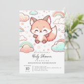 Invitation Baby shower Whimsical Fox (Debout devant)