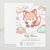 Invitation Baby shower Whimsical Fox (Devant / Derrière)