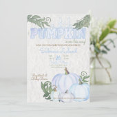 Invitation Baby shower Whimsical Little Citrouille Blue Boy (Debout devant)