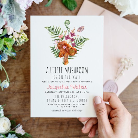 Invitation Baby shower Whimsical Little Mushroom