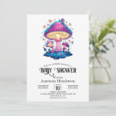Invitation Baby shower Whimsical Magic Mushroom (Debout devant)