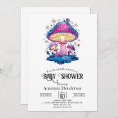 Invitation Baby shower Whimsical Magic Mushroom (Devant / Derrière)