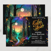 Invitation Baby shower Whimsical moderne en bois (Devant / Derrière)