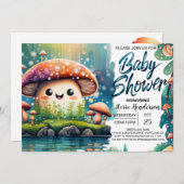 Invitation Baby shower Whimsical Mushroom Wonderland (Devant / Derrière)
