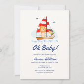 Invitation Baby shower Whimsical Nautical Wild Lion (Devant)
