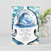 Invitation Baby shower Whimsical Ocean Waves (Debout devant)