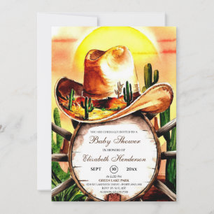 Invitation Baby shower Whimsical Pastel Cowboy personnalisé
