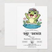 Invitation Baby shower Whimsical Pastel Frog (Devant / Derrière)