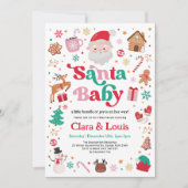 Invitation Baby shower Whimsical Père Noël Baby Christmas Gir (Devant)