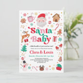 Invitation Baby shower Whimsical Père Noël Baby Christmas Gir (Debout devant)