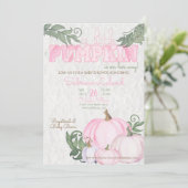 Invitation Baby shower Whimsical Petit Citrouille Rose fille (Debout devant)