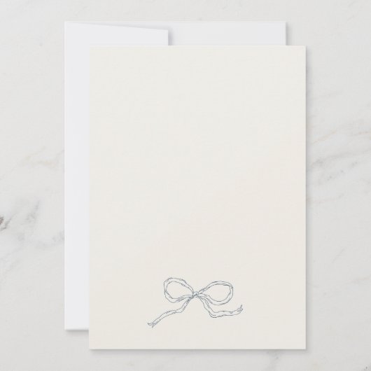 Invitation Baby shower Whimsical Quirky Main Tirée Bleu Bow (Dos)